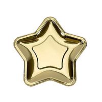 20 Pcs Star Gold Paper Plates, 7 Inch Pentagram Disposable Paper Plates for Appetizers, Dessert, Party Supplies