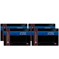 [40 Count - 12 Inch Plates] Rectangulete Designer Tableware Premium Heavyweight Plastic Black Rectangle Luncheon Plates With Border, Party & Wedding, Event Plate, Disposable Dishes