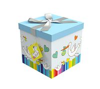 EndlessArtUS Gift Box 6x6x6 Petit Bebe Pop up in Seconds Comes with Decorative Ribbon Mounted on The lid A Gift Tag and Tissue Paper - No Glue or Tape Required