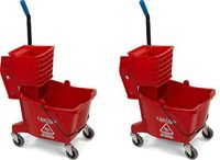 Carlisle 3690805 Commercial Mop Bucket With Side Press Wringer, 26 Quart Capacity, Red (2-(Pack))