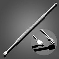 Rurah Portable Double-ended Stainless Steel Spiral Earpick Spoon Ear Wax Removal Cleaner Ear Care Beauty Tool Kit Silver Color