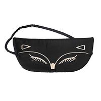 Natural Silk Fox Sleeping Eye Mask with 2 Earplugs, Paciffico Adjustable Strap Eye Cover Sexy Blindfold Eye Shade for Travel/Nap/Meditation,Black