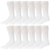 12 Pairs of King Size Diabetic Neuropathy Crew Socks (13-16, White)