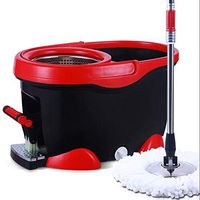 Nivias Four-wheel drive rotary mop bucket, automatic hand-pressing good God dragging mop, stainless steel home hotel mop bucket/46.5cm × 29.5cm × 27.5cm hy (Size : 2/4/6 mop heads)