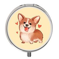 Pill Case - Compact 3 Compartment Medicine Organizer, Customized Round Pill Box for Pocket Traveling and Daily Needs - Corgi