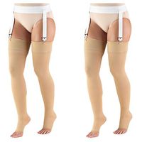 Truform Compression 30-40 mmHg Thigh High Open Toe Stockings Beige, X-Large, 2 Count