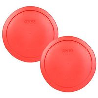 Pyrex 7402-PC Red Round Storage Replacement Lid Cover fits 6 & 7 Cup 7" Dia. Round (2-Pack)