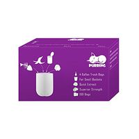 Purring Small Garbage Bags with Quick-Dispense, 4 Gallon Trash Can Liners with Cute and Compact Package, 100 Count (Purple)
