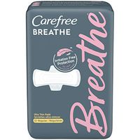 Carefree Breathe Ultra Thin Regular Pads with Wings, Irritation-Free Protection, 32 Count