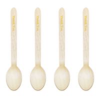 Dress My Cupcake DIY Natural Wood Candy Buffet Spoons 100-Pack Kit, Thank You, 3.75-Inch, Yellow