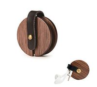 OHHOI Earbud Holder Cord Wrapper Organizer, Wooden Earphone Winder Carrying Case