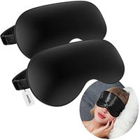 HYFEEL Sleep Mask 2 Pack Eye Mask for Sleeping Soft Silk Light Blocking Blindfold Eyeshade Cover with Elastic Strap for Travel Women Men Kids Portable Sleep Aid for Nap Black