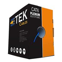 Cat6 Plenum CMP 1000FT 550Mhz 10Gigabit Network Ethernet Solid Cable Blue, EIA TIA ETL, Fluke Tested Upto 250FT,