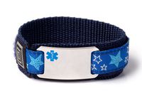 Seizure Disorder Kids Sport Medical ID Alert Bracelet with Blue Emblem for Children. Size 6.5" Max.