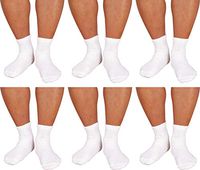 DIAMOND STAR Diabetic Socks For Men/Women - Cotton - Quarter/Ankle - Non Binding Loose Fit Top - 6 Pairs Pack (White, Men's/Women's 9-11/ Fits Shoe Size 5-10)