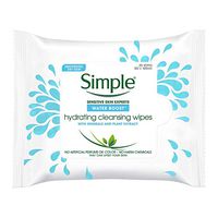 Simple Water Boost Cleansing Wipes Hydrating Makeup Remover For Sensitive Skin, 25 Count (Pack Of 3)