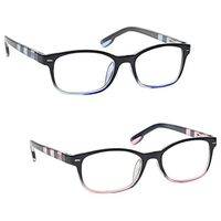 The Reading Glasses Company Black Blue & Pink Soft Stripe Readers Value 2 Pack Womens Ladies Spring Hinges RR40-34 +3.50
