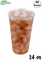 Iced Coffee Go Cups and Lids | Cold Smoothie | Plastic Cups with Lids | 24 oz Cups, 50 Pack | Clear Plastic Disposable Pet Cups | Ideal for Coffee, Parfait, Juice, Soda, Cocktail, Party Cups