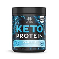 Ancient Nutrition KetoPROTEIN Powder Vanilla, Keto Protein Diet Supplement, High Quality Low Carb Proteins and Fats from Bone Broth and MCT Oil, 17 Servings