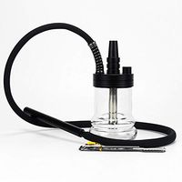 BMLSYH New Portable Glass Hookah Suit KTV Clear Bar Stainless Steel Finished Set Shisha Pot Accessories for Hose Washable Cafe Style,Black