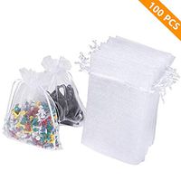 WenTao 100PCS 4x6" (10x15cm) Sheer Organza Bags, White Wedding Favor Bags with Drawstring, Premium Jewelry Pouches Party Festival Gift Bags Candy Bags