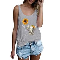 Futurelove ⭐ Women's Elephant+Sunflower Tank Top, Cute Workout Clothes Yoga Tops Exercise Gym Shirts Running Tank Tops