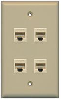 RiteAV 1 Gang 4 Port Cat5e Wall Plate - Ivory