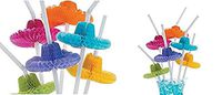 48 Pack- Mexican Sombrero Hat Straws- Fiesta Cinco de Mayo Party Supplies