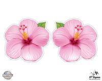 GT Graphics Pink Hibiscus Set of 2 Hawaiian Tropical Theme - 9" Each Vinyl Stickers Waterproof Decals