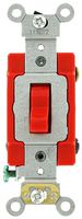 Leviton 1224-2R 20 Amp, 120/277 Volt, Toggle 4-Way AC Quiet Switch, Extra Heavy Duty Grade, Self Grounding, Back and Side Wired, Red