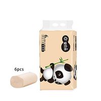 Toilet Roll Paper 6 Rolls, Natural Bamboo Pulp roll Paper Household Natural Bamboo Pulp roll Paper can be Wet Water Without Paper Scraps
