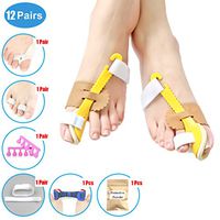 Bunion Corrector Toe Splint Kit 12 Piece Set for Hallux Valgus and Night Pain Relief Orthopedic Big Toe Straightener for Women and Men Treat and Prevent Hallux Valgus,Yellow