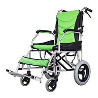 Banluo Wheelchair Elderly Wheelchair Lightweight Folding Portable Breathable Aluminum Alloy Small Wheel Push Travel Wheelchair Disabled Scooter Solid Tire (Color : Green)