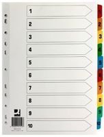 Q-Connect Index Reinforced Multi-Colour 1-10 Numbered Tabs KF01519