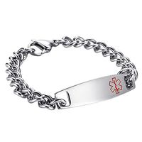 HooAMI Stainless Steel Silver Medical Alert ID Bracelet for Women, Free Engraving