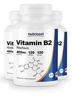 Nutricost Vitamin B2 (Riboflavin) 400mg, 120 Capsules (3 Bottles)