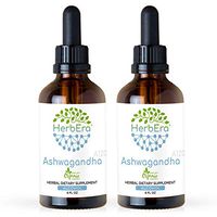Ashwagandha A120 (2pcs) Alcohol Herbal Extract Tincture, Super-Concentrated Organic (Shui Qie, Indian Ginseng, Withania Somnifera) Dried Root (2x4 fl oz)