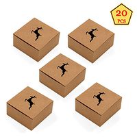 Cartoon Brown Gift Boxes 20 Pack 3.1x3.1x1.5 inches for Christmas Wrapping Gifts,Wedding,Party (Christmas Deer)