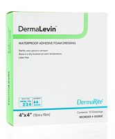 Dermalevin Waterproof Adhesive Foam Dressing, 2x2 Pad 4x4 Overall Sterile, 10 Box