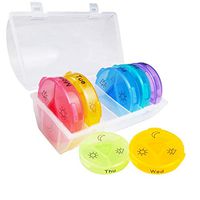 scurry Daily Pill Organizer 3 Times a Day - Weekly AM/PM Pill Box Case, Round Medicine Organizer with Moisture-Proof Design,7 Day Pill Container, Medicine Box for Vitamin/Fish Oils/Supplements