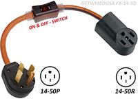 Tesla EV in-Line ON & Off Switch, 14-50P Male Plug 14-50R Female Receptacle Outlet Power Cut Off, 4-Pin Electrical Disconnect Kill Switch 10-AWG NEMA UL-FX-14-50-TS