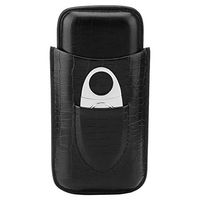 Garosa Cigar Moisturizer 3 Tube Cigar Humidor Cigar Moisturizer Portable Cigar Box Faux Leather Cigar Box with Cutter for Home and Travel