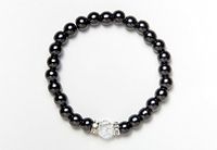 Black Single Swarovski Crystal Magnetic Stretch Bracelet (7)