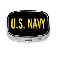 U.S.Navy Black Gold Pill Box Case Medicine Holder Pocket for Travel Portable Decorative Organizer