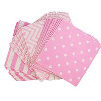 Anyneo Party Napkins - Striped Chevron Polka Dot Paper Beverage Napkins, Fuchsia Cocktail Napkins 60-Count,13" x 13"