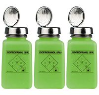 MENDA 35275 durAstatic HDPE ESD Safe One-Touch Pump Dissipative Bottle, IPA Printed, Green, 6 oz Volume (Тhree Pаck)