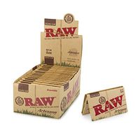 RAW Organic Natural Unrefined Hemp Rolling Papers - Artesano Tray Paper and Tips Pack - 1 1/4 Size - (15)