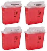 Covidien 8507SA SharpSafety Container with Counterbalance Lid, 5 Quart Capacity, Transparent Red (Pack of 20) (Fоur Расk)
