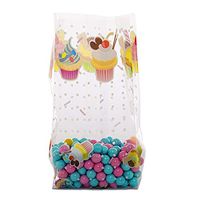 100ct Cupcake Surprise Polka Dot 4x2x9" Medium Cello Cellophane Treat Food Snack Bags