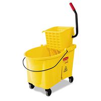 Rubbermaid 618688YW WaveBrake 44 Quart Bucket/Sideward Pressure Wringer Combination, Yellow